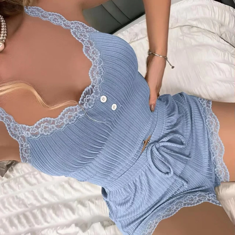 Women's Home Wear Pajamas Breathable Lace Trimmed Camisole