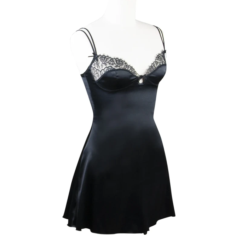 Women's Hot Sexy Breathable Lace Lingerie Short Length Nightgown All Seasons Imported Pajamas for Homewear Sleepwear Nightdress