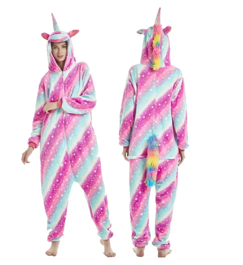 Women's Kids Onesie Kigurumi Pyjamas Cartoon Unicorn and Dinosaur Costume Woven Fabric Pajamas