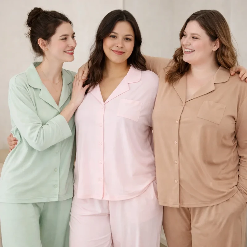 Women's Knitted Sleepwear Bamboo Pyjama for Women Long Sleeves Soft Modal Pajamas