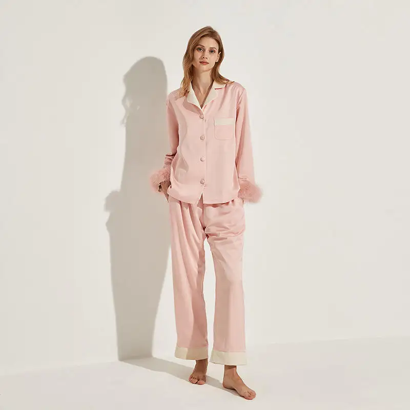 Women's Luxury Velvet Nightgowns Pajamas Set Long Sleeve Thermal Winter Sleepwear XL Size Elastic Waist Closure Breathable
