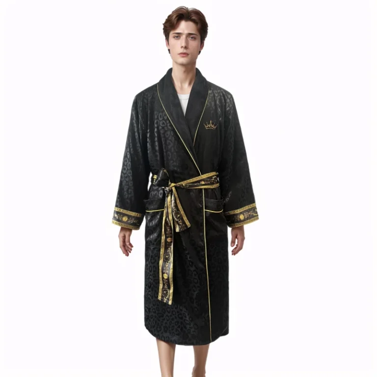 Womens-Mens-Double-Layer-Bathrobe-Custom-Stain-Skin-Friendly-Skill-Feeling-Sleepwear-Lounge-Robe