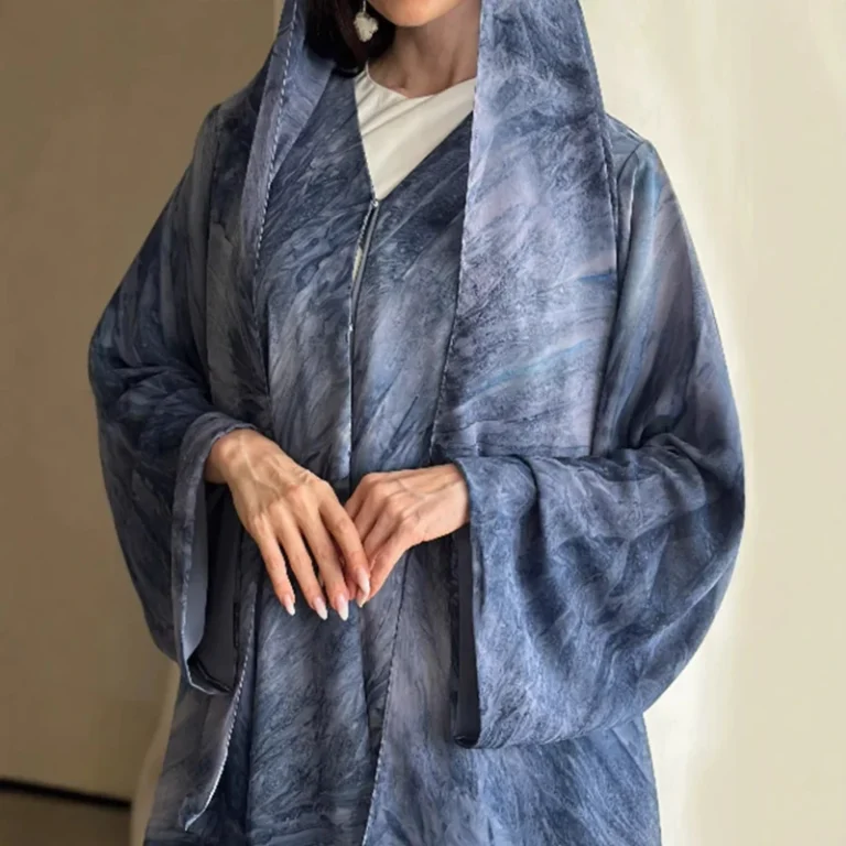 Womens-Middle-Eastern-Muslim-Tie-Dye-Printed-Polyester-Spring-Summer-Casual-Long-Sleeve-V-Neck-Coat-Robe-Elegant-Loose