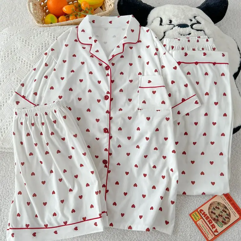 Women's Milk Silk Pajamas Set Soft Breathable Plus Size Sleepwear with Elastic Waist for Summer
