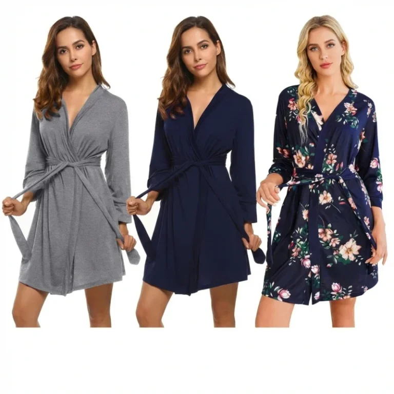 Womens-Nightgown-Soft-Breathable-Cotton-Blend-Long-Sleeves-Comfortable-Summer-Sleep-Robe-Solid