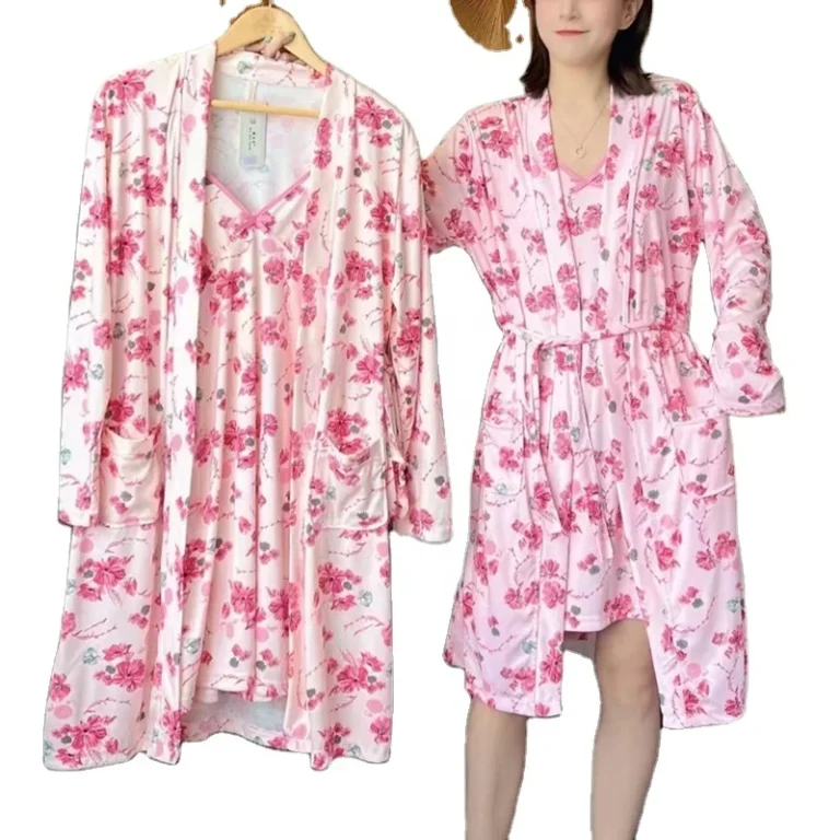 Womens-Nightgown-With-Bathrobe-Floral-Sexy-Sling-Nightdress-With-Morning-Coat-2Pcs-Pajamas-Set-Soft-Cotton-Lingerie