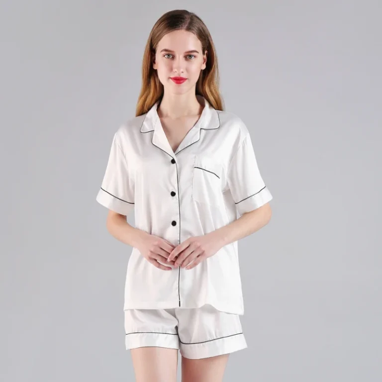 Womens-Pajamas-Set-Short-Sleeve-Top-Nightwear-LoungeWear-Pyjamas-Organic-Spandex-Polyester-Sleepwear