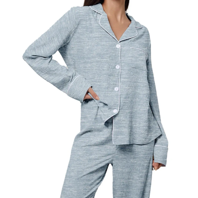 Women's Pajamas Suit Solid Pattern Elastic Waist Summer Casual Breathable