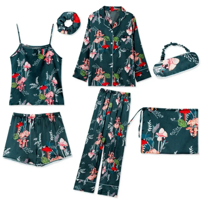 Womens-Pajamas-for-Spring-and-Autumn-Suitable-for-All-Seasons-Seven-Piece-Set-Ice-Silk-Homewear-Camisole