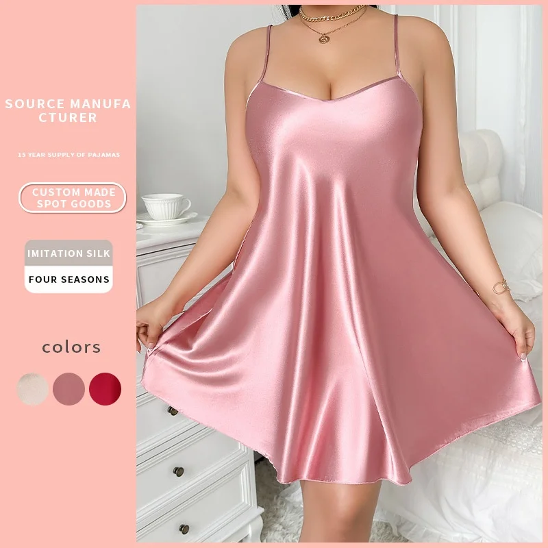 Women's Plus Size Backless Camisole Nightdress See Through Sexy Soft Material