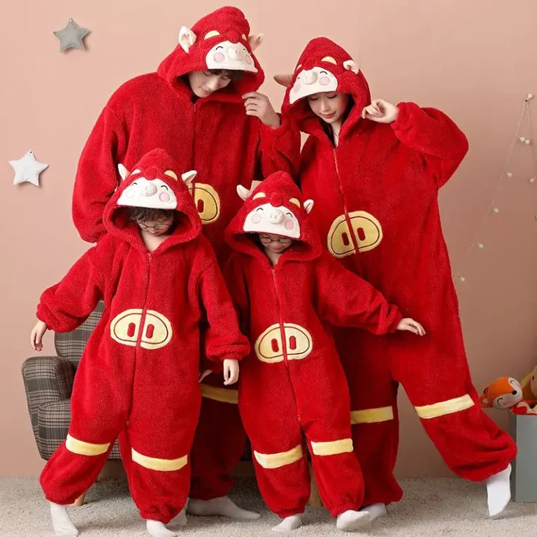 Womens-Plus-Size-Coral-Fleece-Footed-Pajamas-Winter-Warm-Zip-Up-Hooded-Cartoon-Family-Matching-Outfits-for-Role-Playing