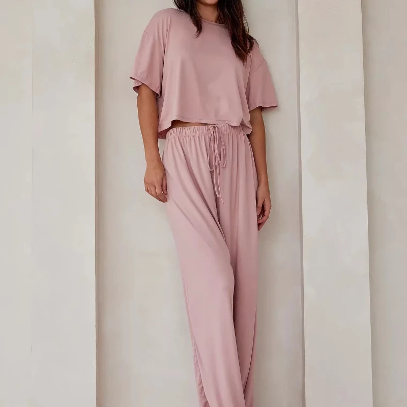 Women's Quick Dry Bamboo Jersey Sleepwear Loungewear With Elastic Waist Women Pajamas