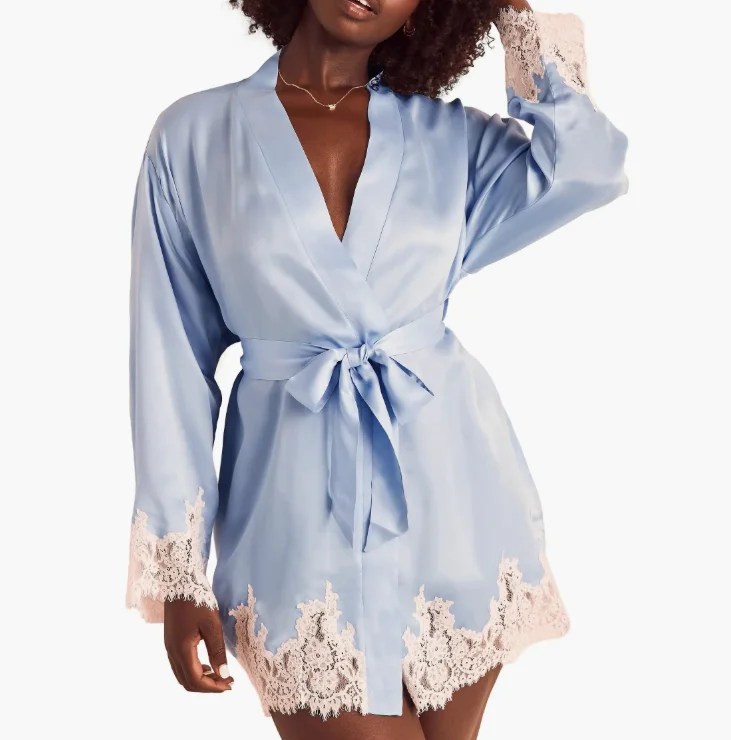 Womens-Satin-Lace-Robe-Kimono-Nighty-Pajamas-Bath-Robe-Sleepwear