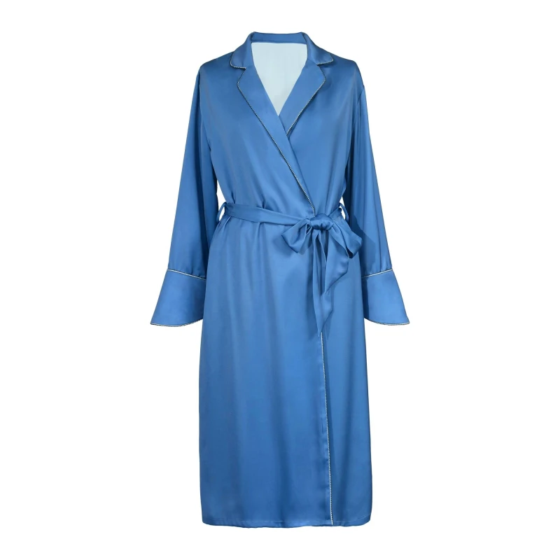 Women's Satin Robe Satin Ice Silk Sleep Robe Trumpet Sleeve Lady Robe
