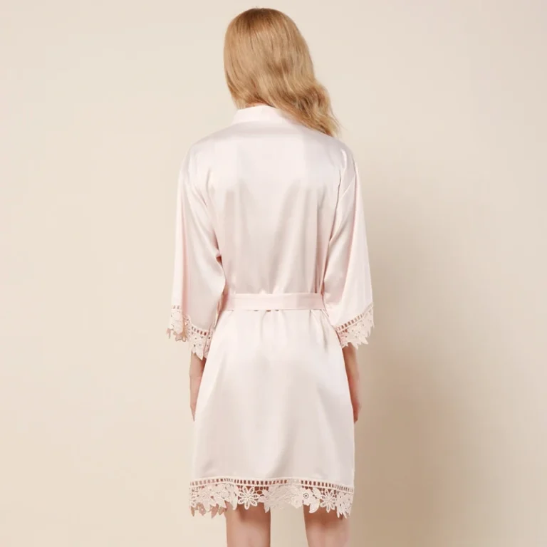 Womens-Sexy-Allure-Plus-Size-Summer-100-Polyester-Silk-Satin-Bathrobe-V-neck-Elastic-Waist-Custom