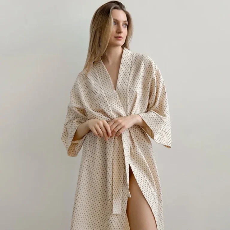 Womens-Sexy-Lingerie-Cotton-Pajamas-Dressing-Gown-Bathrobe-Print-Breathable-Romantic-Winter-Home
