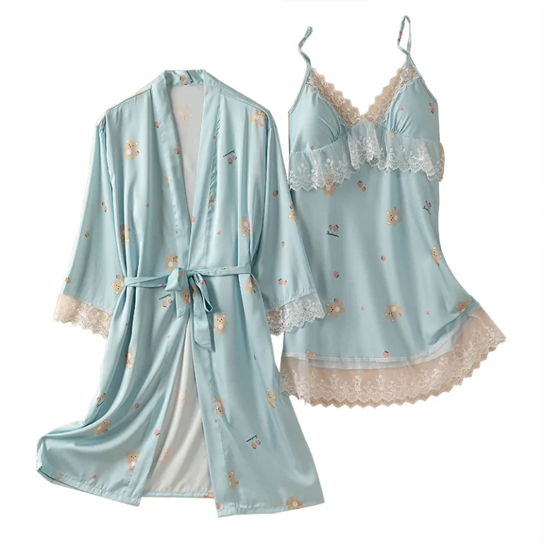 Womens-Sexy-Silk-Pajamas-Summer-Silk-Lace-Halter-Breast-Padded-Nightdress-Cartoon-Print-Satin-Long-Sleeve-Two-piece-Sleepwear
