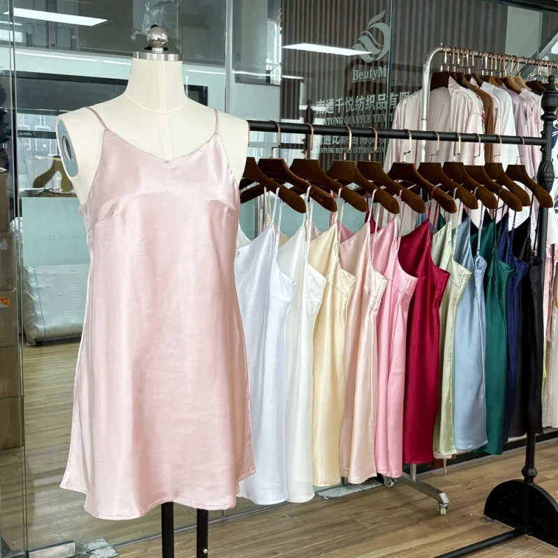 Women's Sexy Silk Satin Camisole Sleep Dress Luxury High Quality Smooth Soft Adjustable Shoulder Straps Nightdress