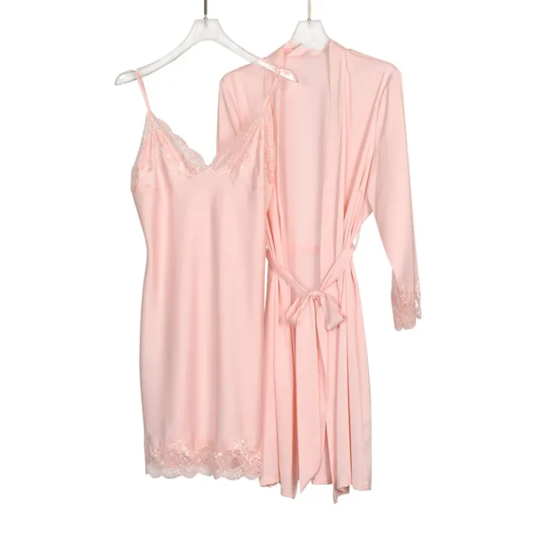 Womens-Sexy-Sleepwear-Lace-Long-Bride-Kimono-Robe-Satin-Silk-Night-Gown