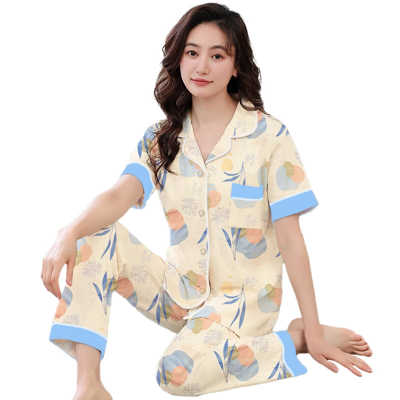 Women's Short sleeve Long pants Lightweight Fashionable Loungewear