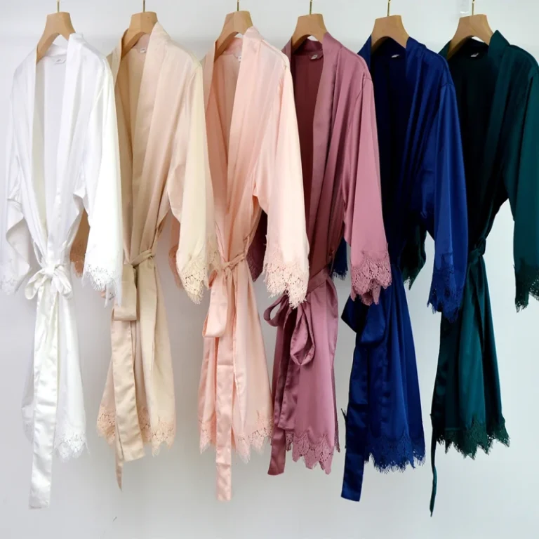 Womens-Sleepwear-Satin-Matte-Robe-with-Lace-Trim-Bride-Party-Robes-Solid-Color-Bride-Lace-Kimono-Bridesmaid-Dress