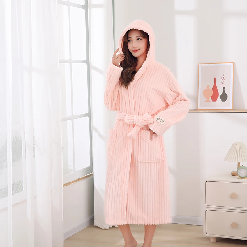 Women's Soft Plush Warm Flannel Nightgown Spa Long Bathrobe Women's Pajamas