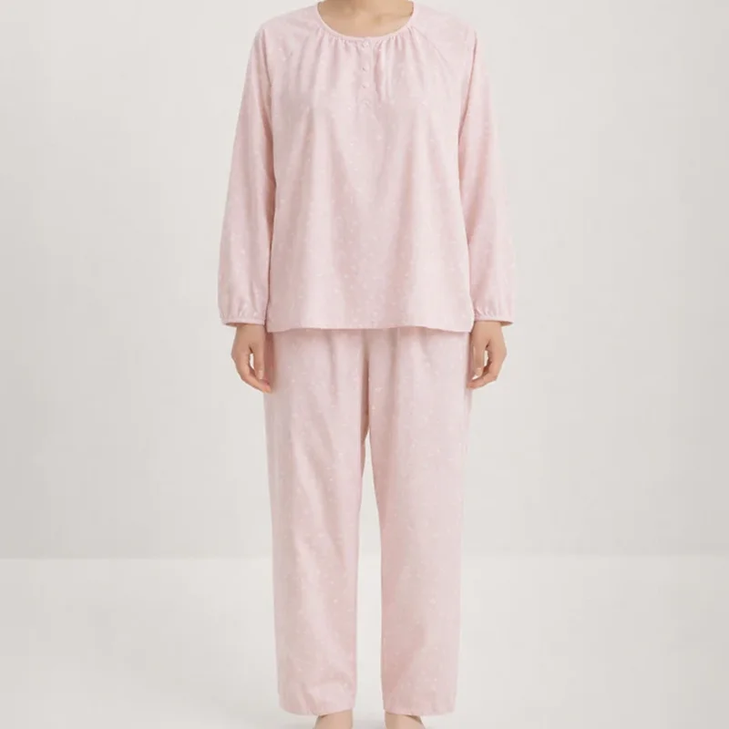 Women's Solid Summer Spring Autumn Eco Friendly Terry Fabric O Neck Polyester Cotton Blend Loose Fit Casual Pajamas