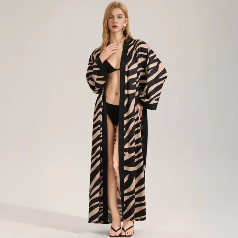 Womens-Summer-Nightgown-Single-Robe-Homewear-Chiffon-Long-Sleeve-Loungewear