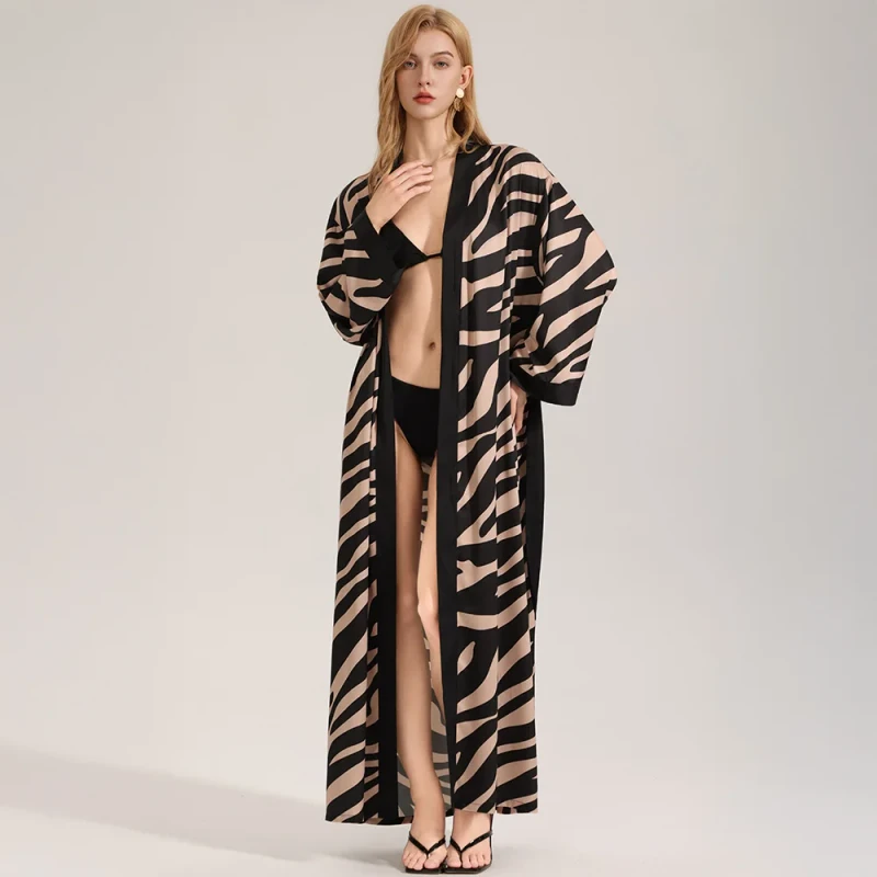 Women's Summer Nightgown Single Robe Homewear Chiffon Long Sleeve Loungewear