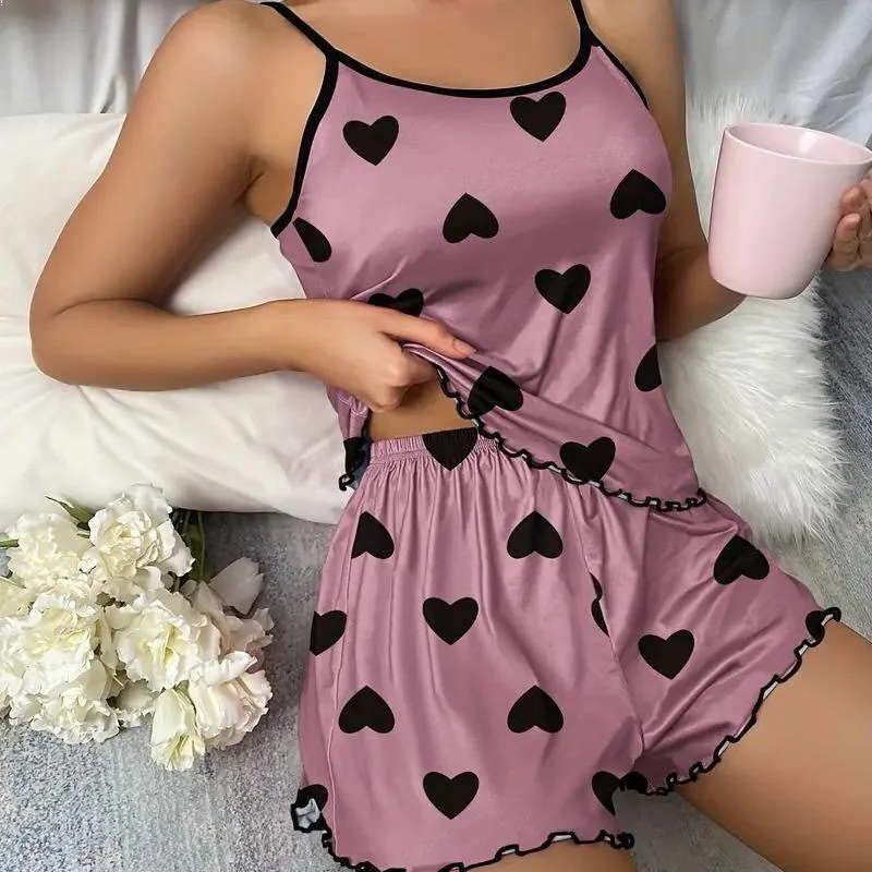 Women's Summer Pajama Set Sleeveless Camisole & Shorts Lightweight Casual Loungewear for Home