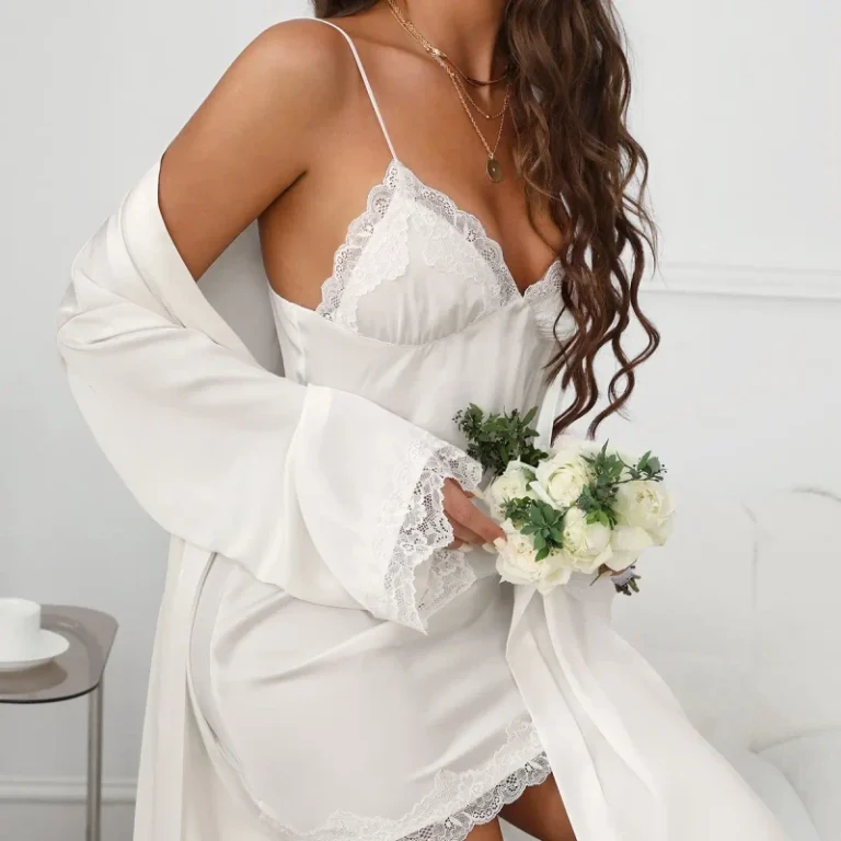 Womens-Summer-Silk-Pajamas-2-Sets-of-Home-Satin-Pajamas-for-Women-Spandex-Polyester