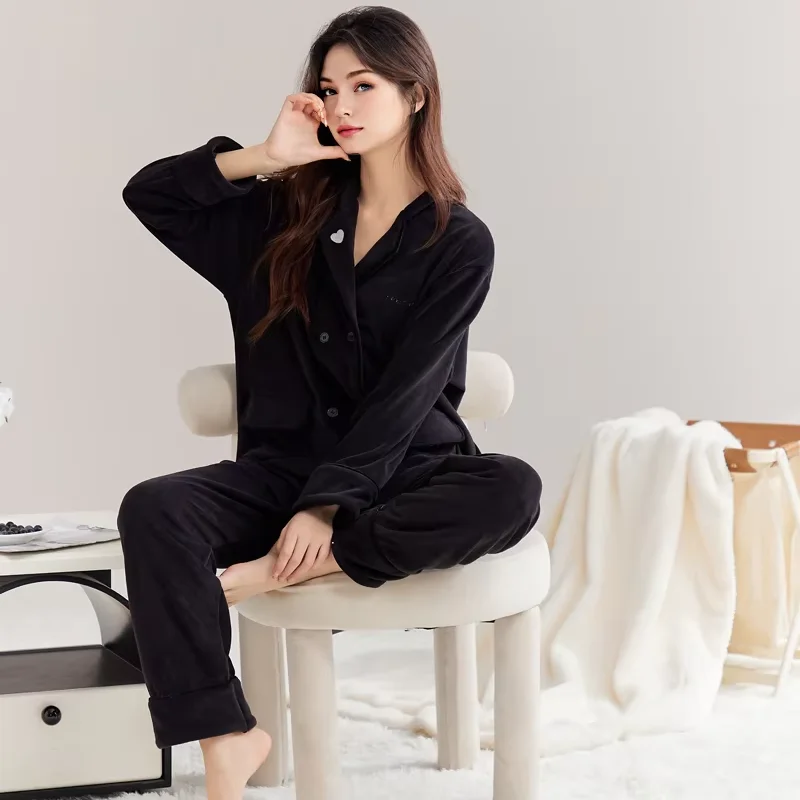 Women's Summer Solid Elastic Waist Warm Pajamas Home Warmth Set for Travel