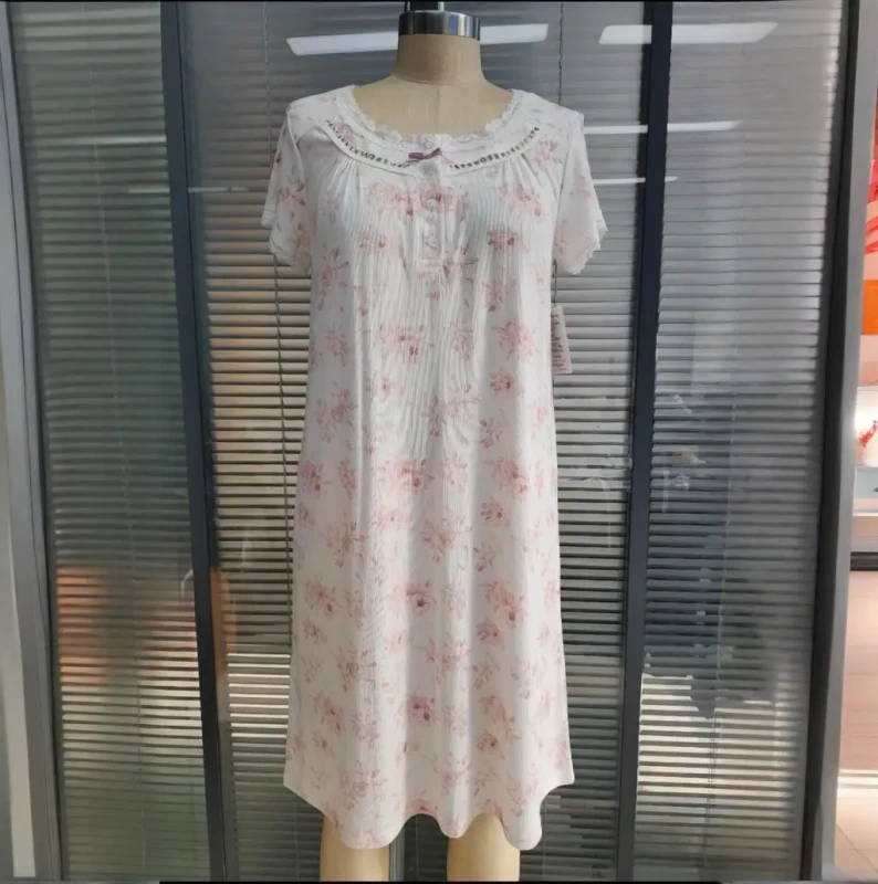 Women's Super Soft Home Nightdress Thermal with Ruffled Short Sleeves