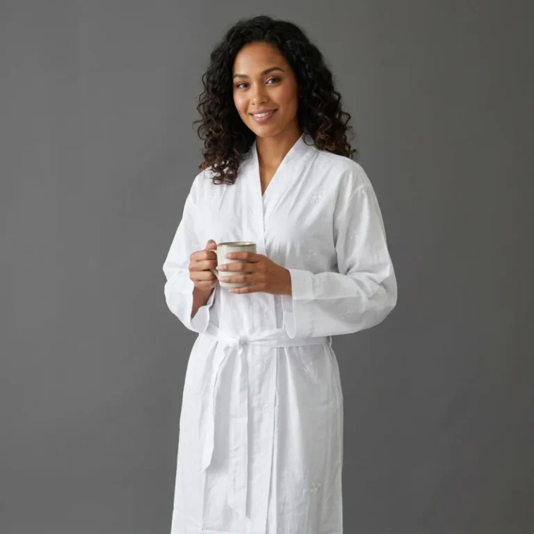 Womens-Vintage-Robe-100-Cotton-Breathable-Long-Sleeve-with-Embroidery