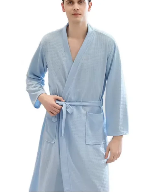 Womens-Waffle-Bathrobes-for-Spring-Summer-Quick-Drying-Water-Absorbent-Sweat-Steaming-Suits-Nightgowns-Mens-Sauna-Suits
