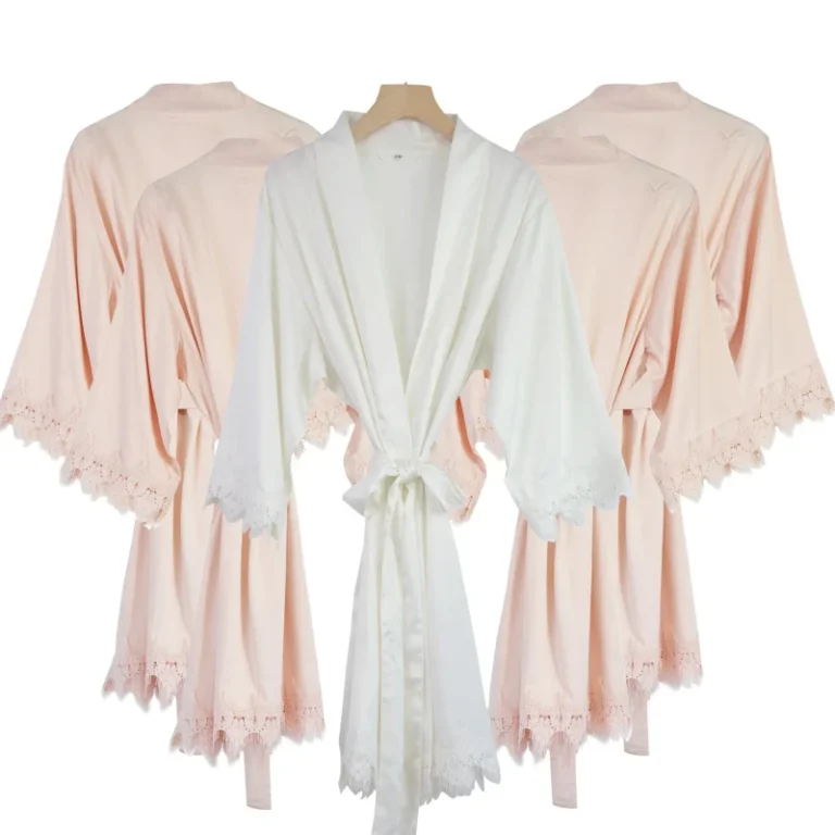 Womens-Wedding-Bridesmaid-Silk-Satin-Three-Quarter-Sleeve-Morning-Gown-Matte-Kimono-Robe-Soft-Smooth-Elegant