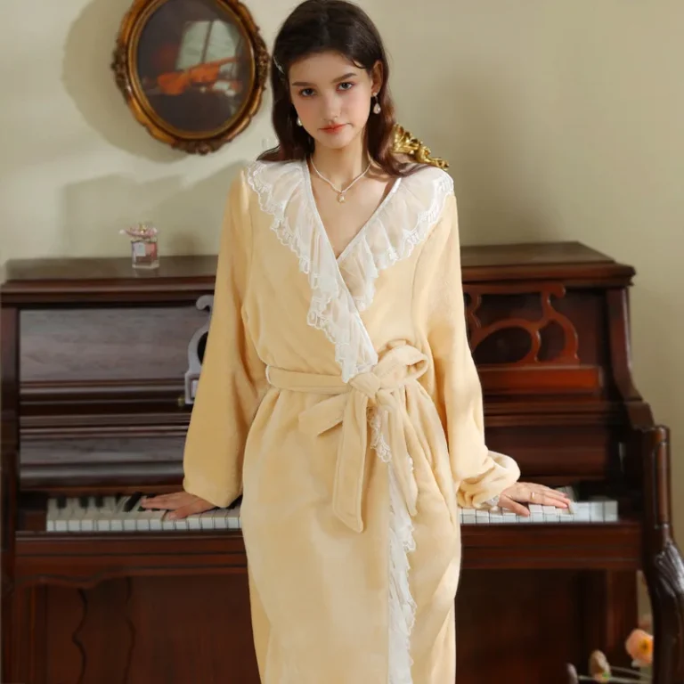 Womens-Winter-Bathrobe-Lace-Ruffles-Long-Sleeve-Thicken-Ladies-Dressing-Gown-V-Neck-Fleece-Kimono-for-Female-Robe