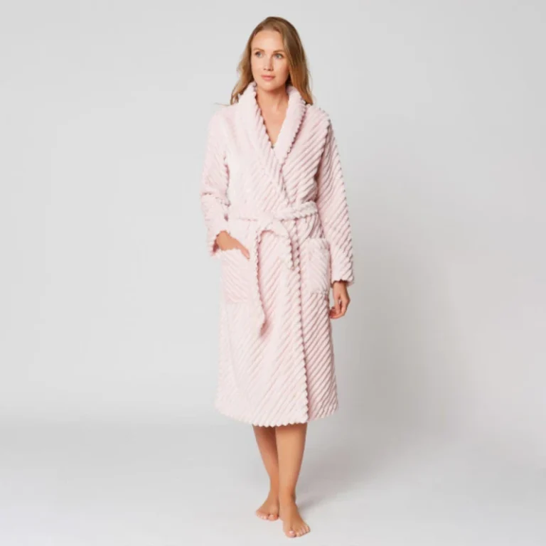 Womens-Winter-Terry-Coral-Velvet-V-Neck-Full-Sleeves-Breathable-Super-Soft-Casual-Robe-Pajamas-Autumn-Winter