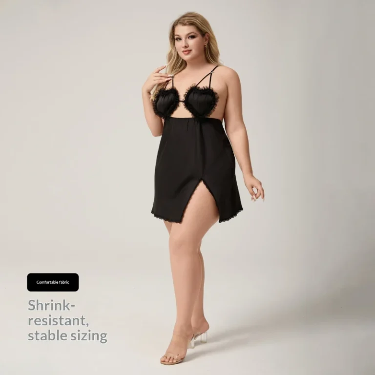 XL-5XL-Satin-Chiffon-Large-Plus-Size-Sling-Pajamas-Womens-Summer-Sexy-Lace-Nightdress-V-neck-Home-Clothes-SQ5004
