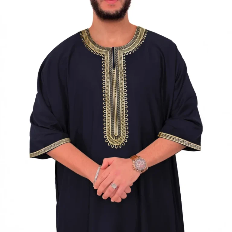 XXL-Polyester-Moroccan-Mens-Robe-Embroidery-Ethnic-Style-Summer-Short-Sleeve-Side-Autumn-Abaya-for-Adults