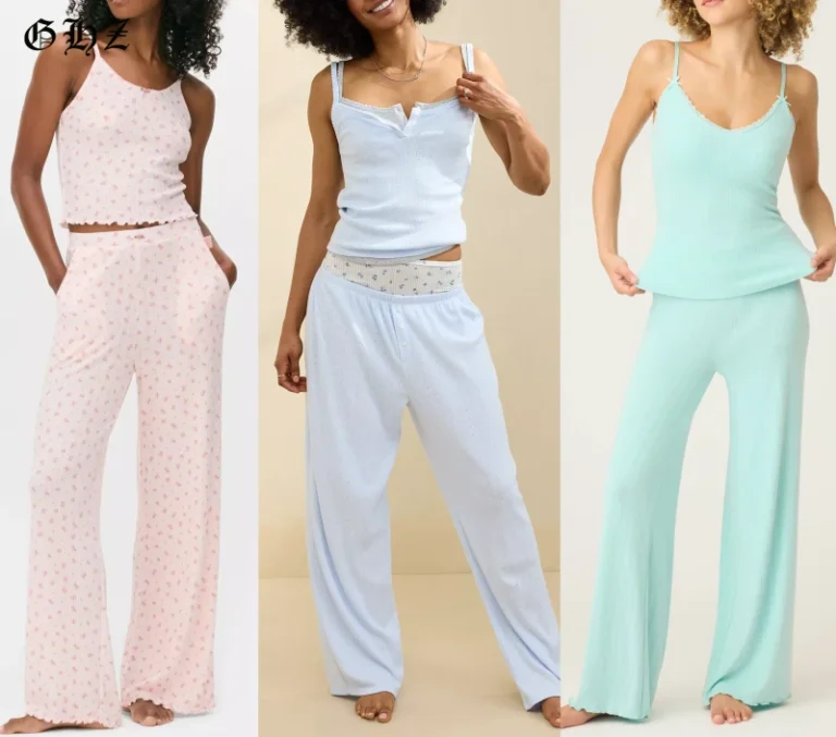 Y2K-Womens-2-Piece-Pajama-Set-Crop-Cami-Top-and-Pants-Cotton-Pointelle-Elastic-Waist-Wide-Leg-Pants