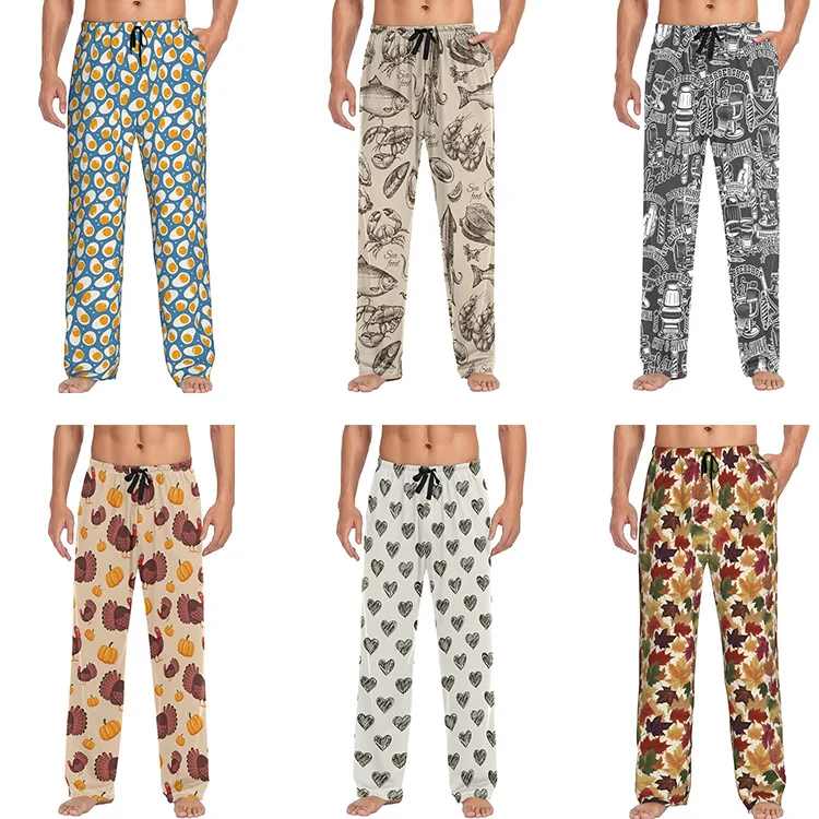 Youth&Men's Pajama Pants Custom Size Manufacturer Supply Summer Plus Size Pajamas Soft Sleepwear Luxury PJ Sublimation Print