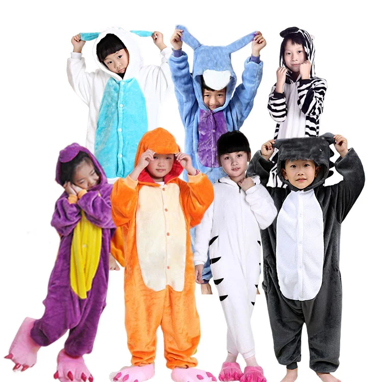 Zebra Stitch Pajamas Onesie Flannel Pijamas Kids Cartoon 1 Piece Casual Woven