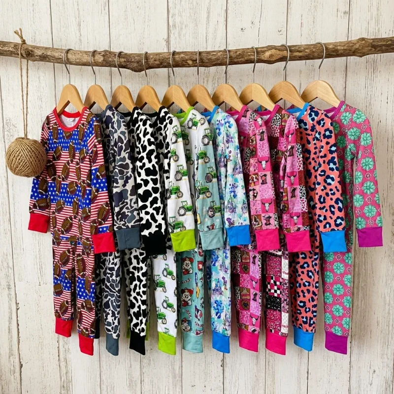 Zhengpai Bamboo Viscose Kids Mystery Box Pajama Set RTS Assorted Print Toddler Sleepwear OEM 2 Piece