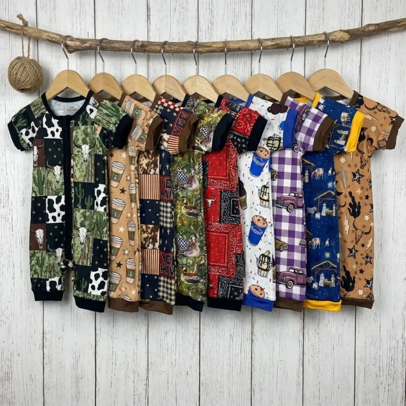 Zhengpai RTS Bamboo Kids Pajama Mystery Box Whatnot Western Character Print Toddler Sleepwear 2 Piece Set